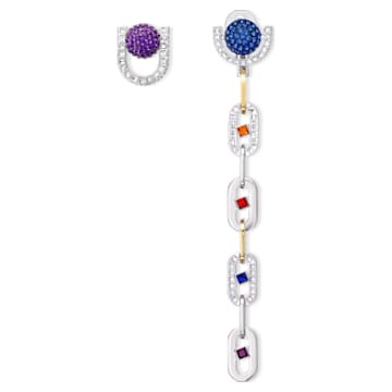 Spectacular drop earrings, Asymmetrical, Multicoloured, Mixed metal finish - Swarovski, 5512470