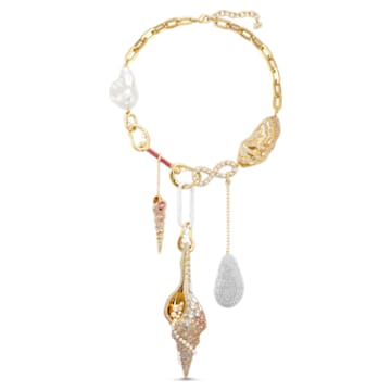 Sculptured Shells Necklace, Light multi-colored, Gold-tone plated - Swarovski, 5512475