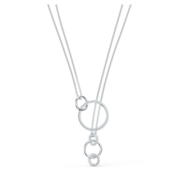 Stone necklace, White, Rhodium plated - Swarovski, 5512604