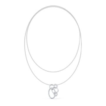 Stone necklace, White, Rhodium plated - Swarovski, 5512604