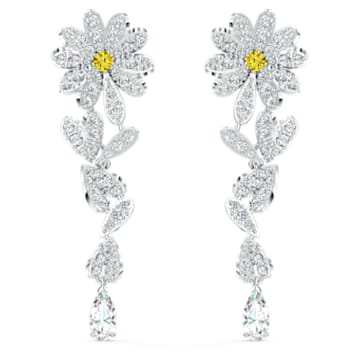 Eternal Flower 穿孔耳環, 花朵, 黃色, 多種金屬潤飾 - Swarovski, 5512655
