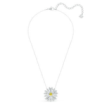 Eternal Flower pendant, Flower, Yellow, Rhodium plated - Swarovski, 5512660