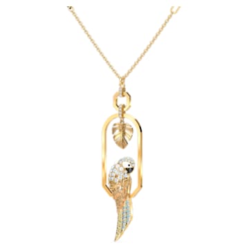 Tropical necklace, Parrot, Multicoloured, Gold-tone plated - Swarovski, 5512686