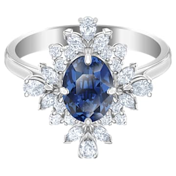 Palace Motif ring, Blue, Rhodium plated - Swarovski, 5513211
