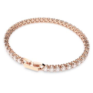 Tennis Deluxe bracelet, Round cut, White, Rose gold-tone plated - Swarovski, 5513400