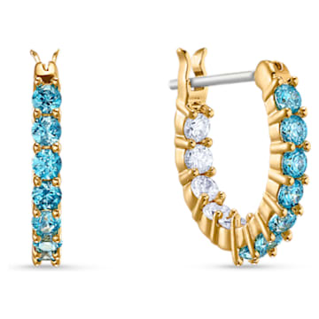 Vittore hoop earrings, Blue, Gold-tone plated - Swarovski, 5514357