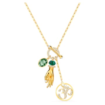 Swarovski Symbolic pendant, Hand om, Green, Gold-tone plated - Swarovski, 5514407