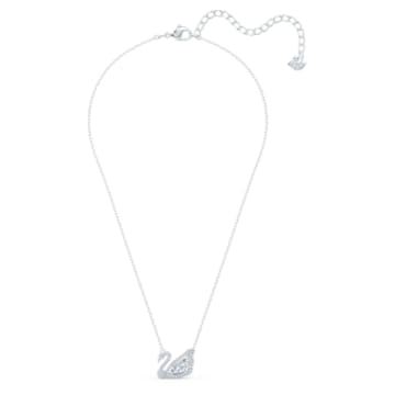 Dancing Swan necklace, Swan, White, Rhodium plated - Swarovski, 5514421