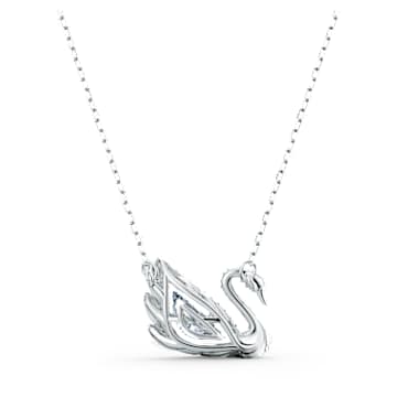 Dancing Swan necklace, Swan, White, Rhodium plated - Swarovski, 5514421