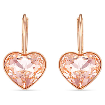 Bella earrings, Heart, Pink, Rose gold-tone plated - Swarovski, 5515192