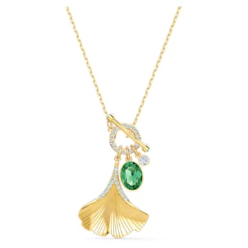 Stunning Gingko Necklace, Green, Gold-tone plated - Swarovski, 5515465