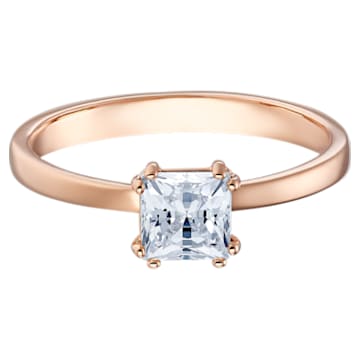 Attract ring, Square cut, White, Rose gold-tone plated by SWAROVSKI