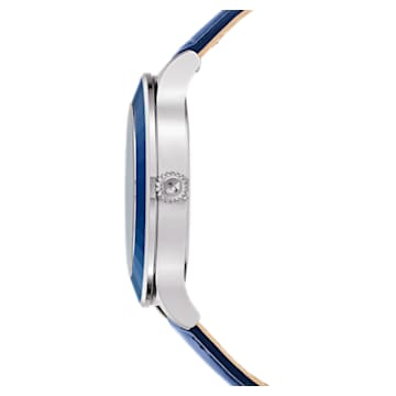 Octea Lux Uhr, Schweizer Produktion, Mond, Lederarmband, Blau, Edelstahl - Swarovski, 5516305