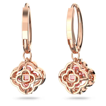 Swarovski Sparkling Dance drop earrings, Clover, Pink, Rose gold-tone plated - Swarovski, 5516477