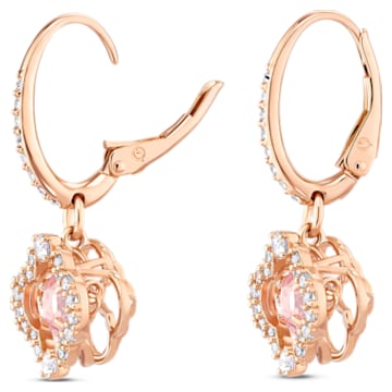 Swarovski Sparkling Dance drop earrings, Clover, Pink, Rose gold-tone plated - Swarovski, 5516477