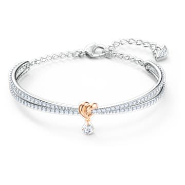 Lifelong Heart 뱅글, 하트, 화이트, 믹스 메탈 피니시 - Swarovski, 5516544