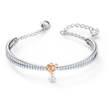 Lifelong Heart 뱅글, 하트, 화이트, 믹스 메탈 피니시 - Swarovski, 5516544