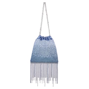 Fringe Ombre Drawstring bag, Blue, Palladium plated - Swarovski, 5517614