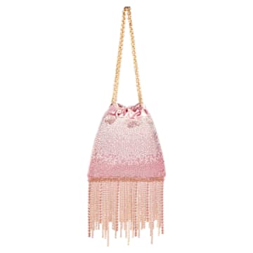 Fringe Ombre Drawstring bag, Pink, Gold-tone plated - Swarovski, 5517615