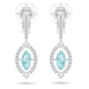 Swarovski Sparkling Dance クリップイヤリング, マーキスカット, グリーン, ロジウム・プレーティング - Swarovski, 5517737