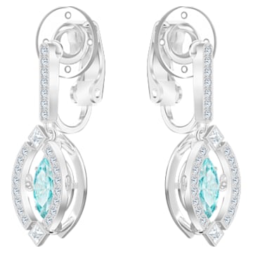 Swarovski Sparkling Dance clip earrings, Marquise cut, Green, Rhodium plated - Swarovski, 5517737