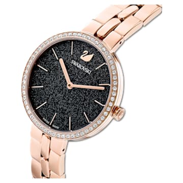 นาฬิกา Cosmopolitan, Swiss Made, สร้อยข้อมือโลหะ, ดำ, เคลือบโทนสีโรสโกลด์ - Swarovski, 5517797
