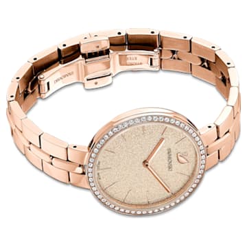 Ρολόι Cosmopolitan, Eλβετικής κατασκευής, Μεταλλικό μπρασελέ, Ροζ, Φινίρισμα σε χρυσό σαμπανί τόνο - Swarovski, 5517800