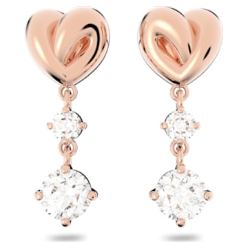 Lifelong Heart earrings, Heart, White, Rose-gold tone plated - Swarovski, 5517942