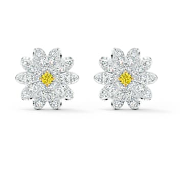 Eternal Flower stud earrings, Flower, Yellow, Mixed metal finish - Swarovski, 5518145