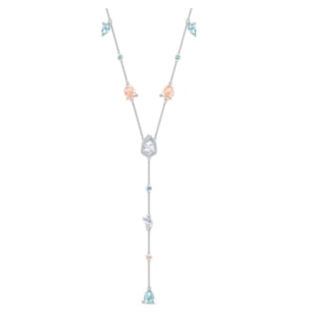 Sunny Y necklace, Light multicolored, Rhodium plated - Swarovski, 5518415