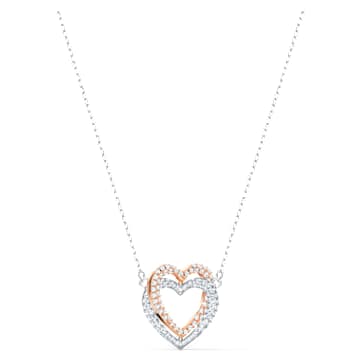 Hyperbola necklace Heart White Mixed metal finish
