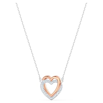 Collar Swarovski Infinity, Corazón, Blanco, Combinación de acabados metálicos - Swarovski, 5518868