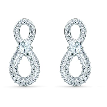 Swarovski Infinity drop earrings, Infinity, White, Rhodium plated - Swarovski, 5518880