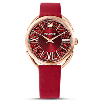 นาฬิกา Crystalline Glam, Swiss Made, สายหนัง, แดง, เคลือบโทนสีโรสโกลด์ - Swarovski, 5519219