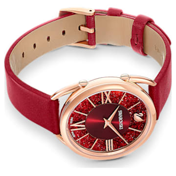 นาฬิกา Crystalline Glam, Swiss Made, สายหนัง, แดง, เคลือบโทนสีโรสโกลด์ - Swarovski, 5519219