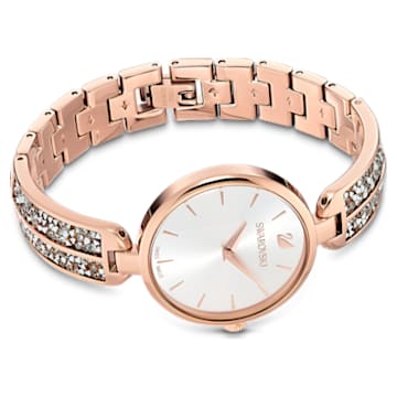 Dream Rock watch, Metal bracelet, Silver Tone, Rose-gold tone PVD - Swarovski, 5519306