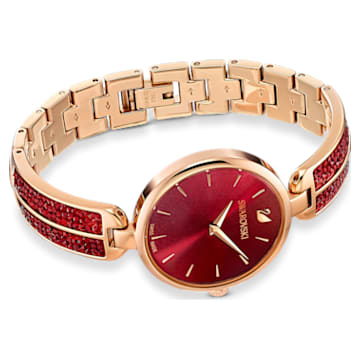 Dream Rock watch, Metal bracelet, Red, Rose-gold tone PVD - Swarovski, 5519312
