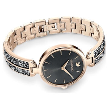 Dream Rock watch, Metal bracelet, Gray, Champagne gold-tone finish - Swarovski, 5519315