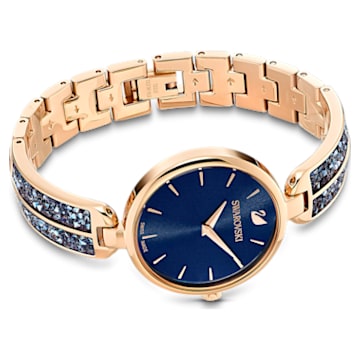 Relógio Dream Rock, Pulseira de metal, Azul, Acabamento em rosa dourado - Swarovski, 5519317