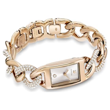 Cocktail watch, Metal bracelet, Gold tone, Champagne-gold tone PVD - Swarovski, 5519321