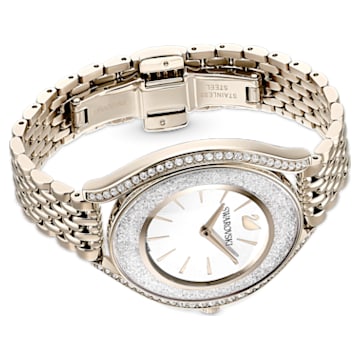 Crystalline Aura watch, Metal bracelet, Gold tone, Champagne gold-tone finish - Swarovski, 5519456