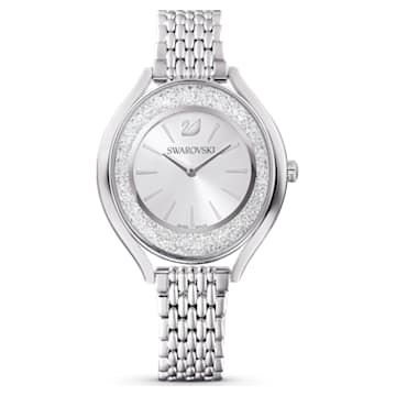 crystalline aura watch swiss made metal bracelet silver tone stainless steel swarovski 5519462