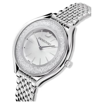 Crystalline Aura watch, Metal bracelet, Silver Tone, Stainless steel - Swarovski, 5519462