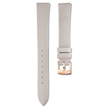 14mm Watch strap, Leather, Light grey, Rose-gold tone plated - Swarovski, 5520530