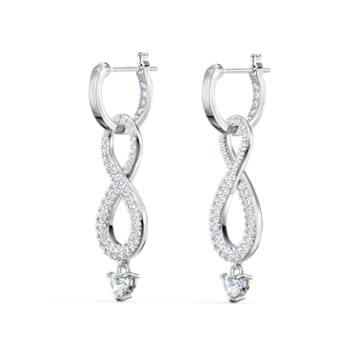 Swarovski Infinity drop earrings, Infinity, White, Rhodium plated - Swarovski, 5520578