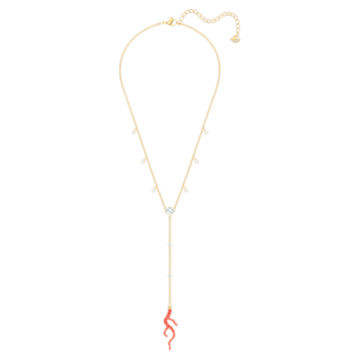 Shell Y necklace, Shell, Red, Gold-tone plated - Swarovski, 5520658