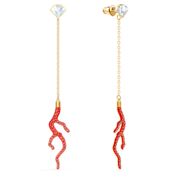 Shell Coral pierced earrings, Shell, Red, Gold-tone plated - Swarovski, 5520662