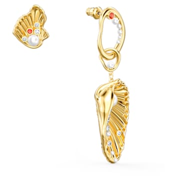 Shell Angel pierced earrings, Shell, Multicoloured, Gold-tone plated - Swarovski, 5520664