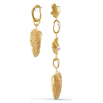 Shell Angel drop earrings, Asymmetrical, Shell, Multicolored, Gold-tone plated - Swarovski, 5520664