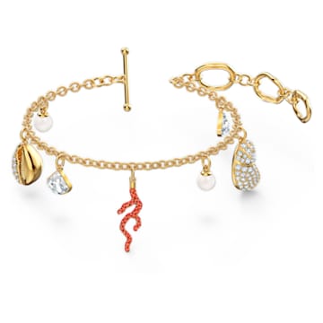 Shell Coral bracelet, Shell, Red, Gold-tone plated - Swarovski, 5520673